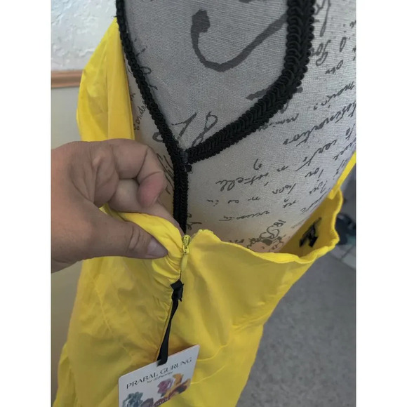 Prabal Gurung Yellow Maxi Dress Size 18 Tiered Halter Summer Smocked Back Long - Picture 5 of 7